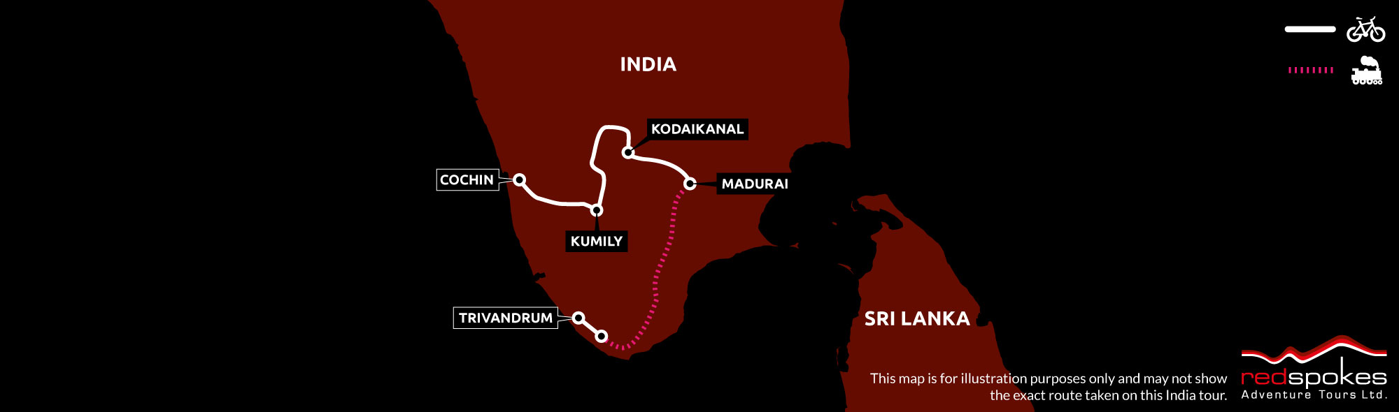 Example route for this India cycling holiday