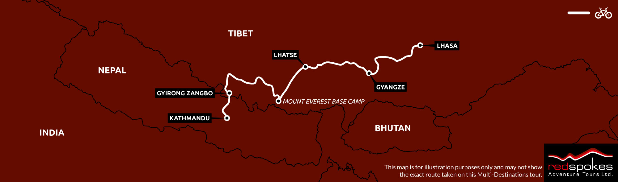 Example route for this Nepal cycling holiday