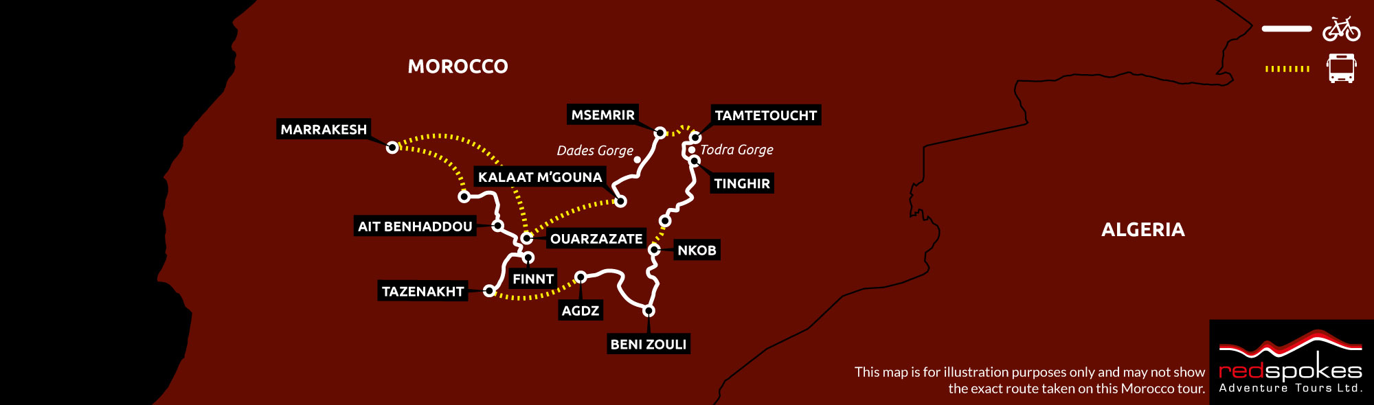 Example route for this Morocco cycling holiday