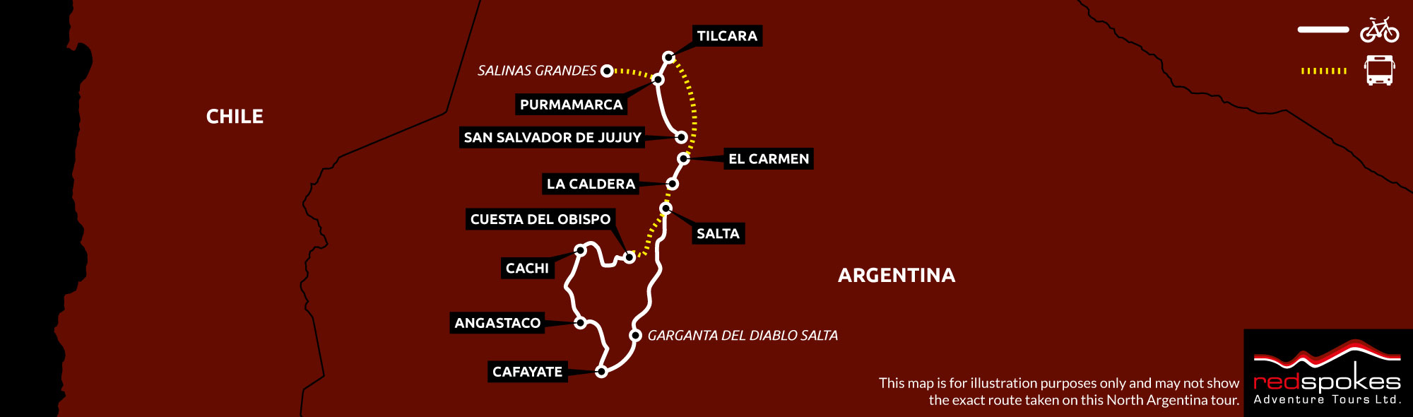 Example route for this Argentina cycling holiday