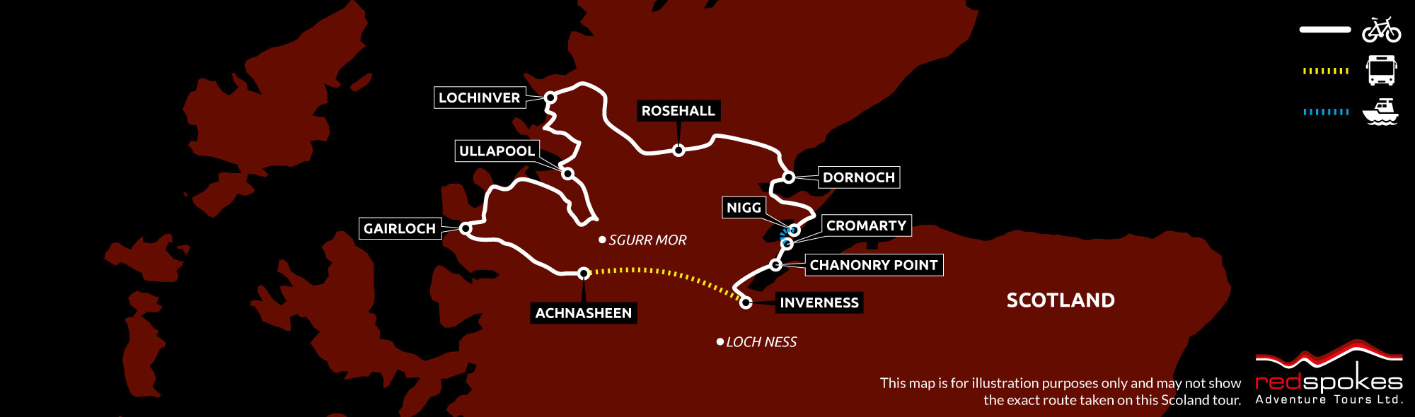 Example route for this Scotland cycling holiday