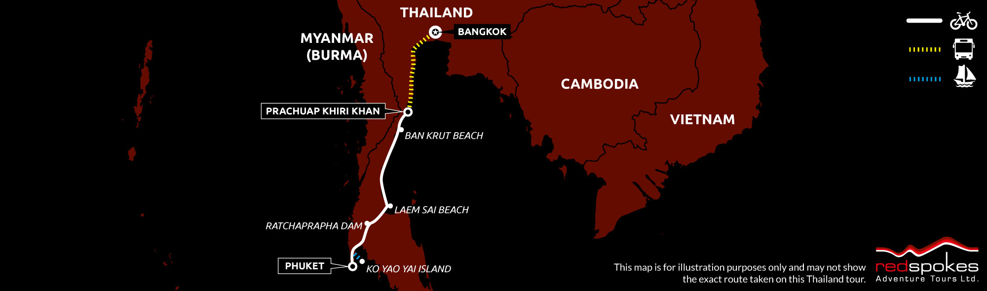 Example route for this Thailand cycling holiday