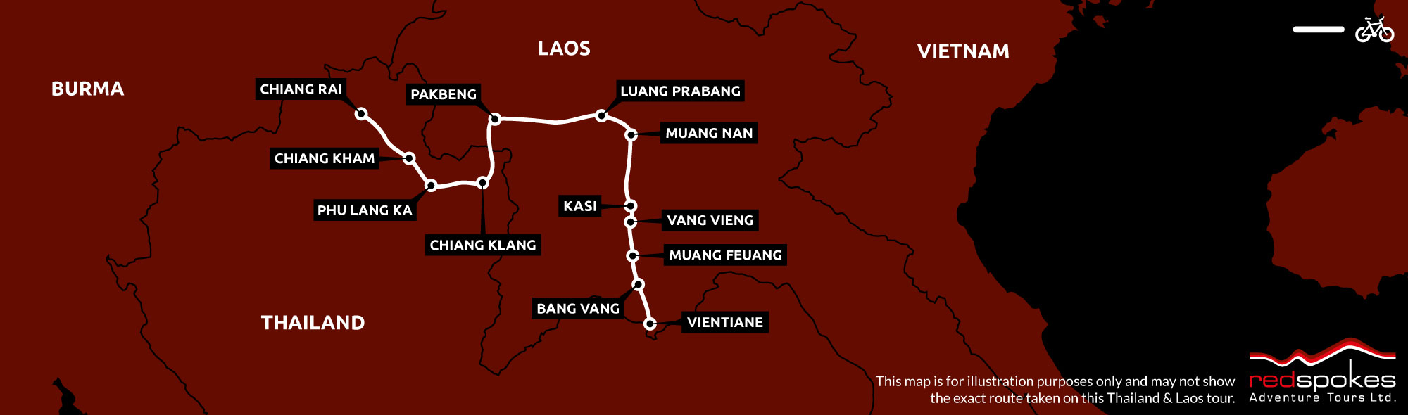 Example route for this  Multi-Destinations cycling holiday