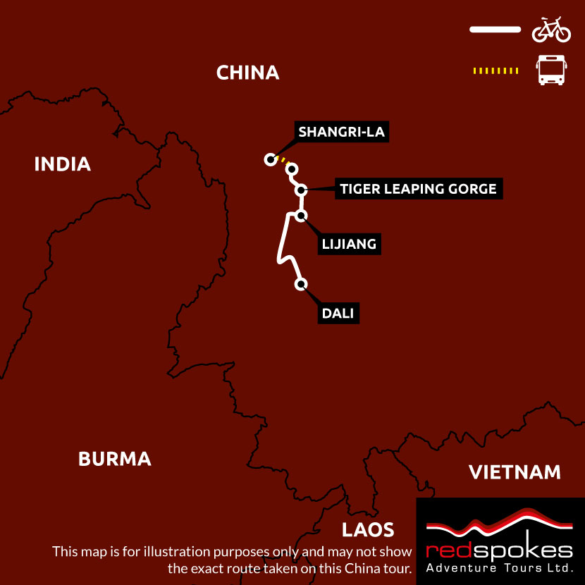 Example route for this China cycling holiday