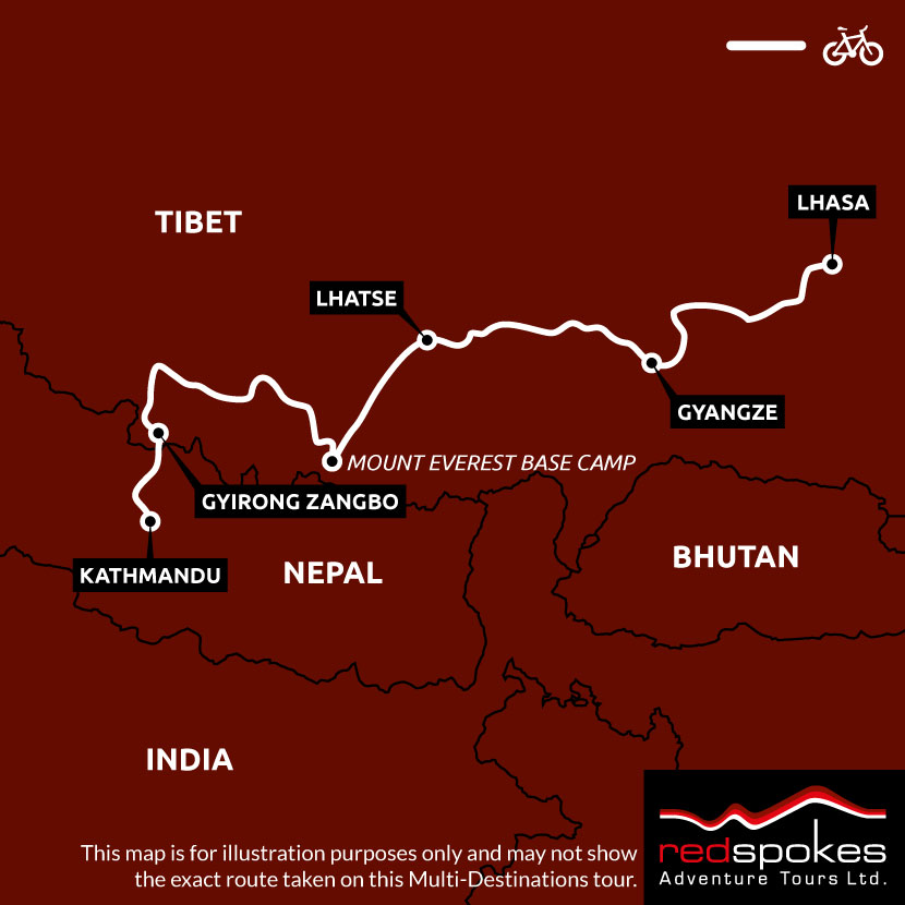Example route for this Nepal cycling holiday