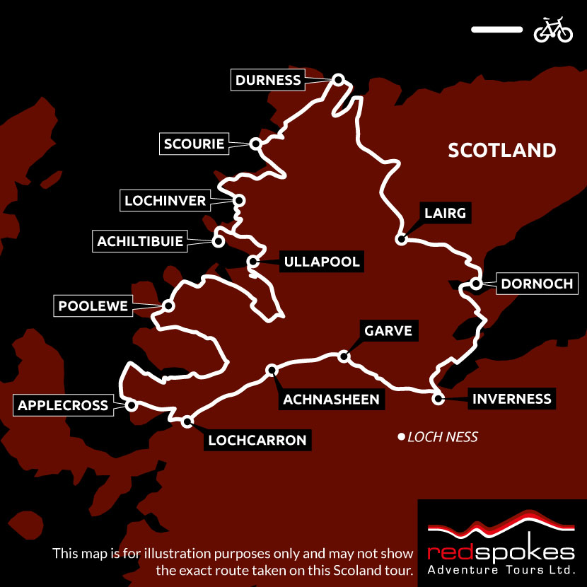 Example route for this Scotland cycling holiday
