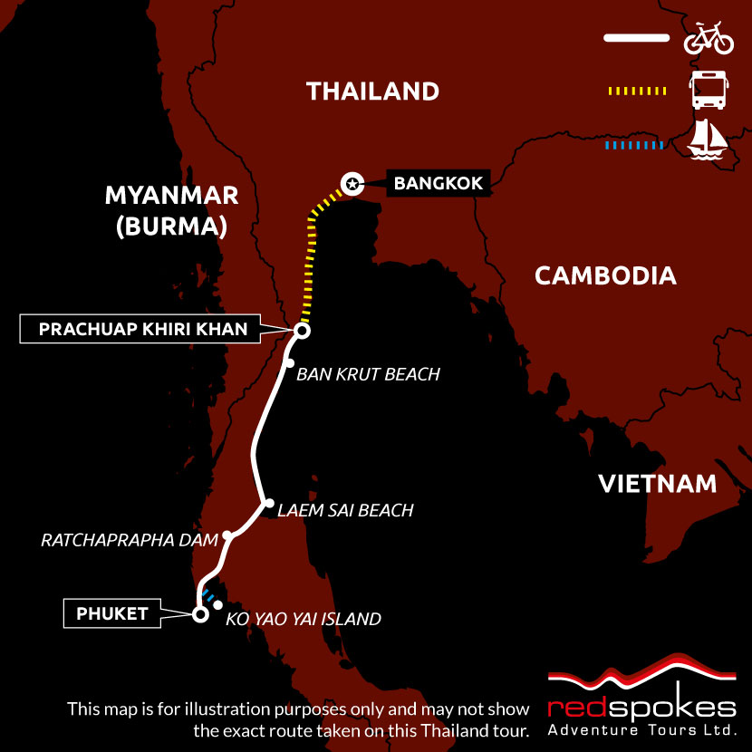 Example route for this Thailand cycling holiday