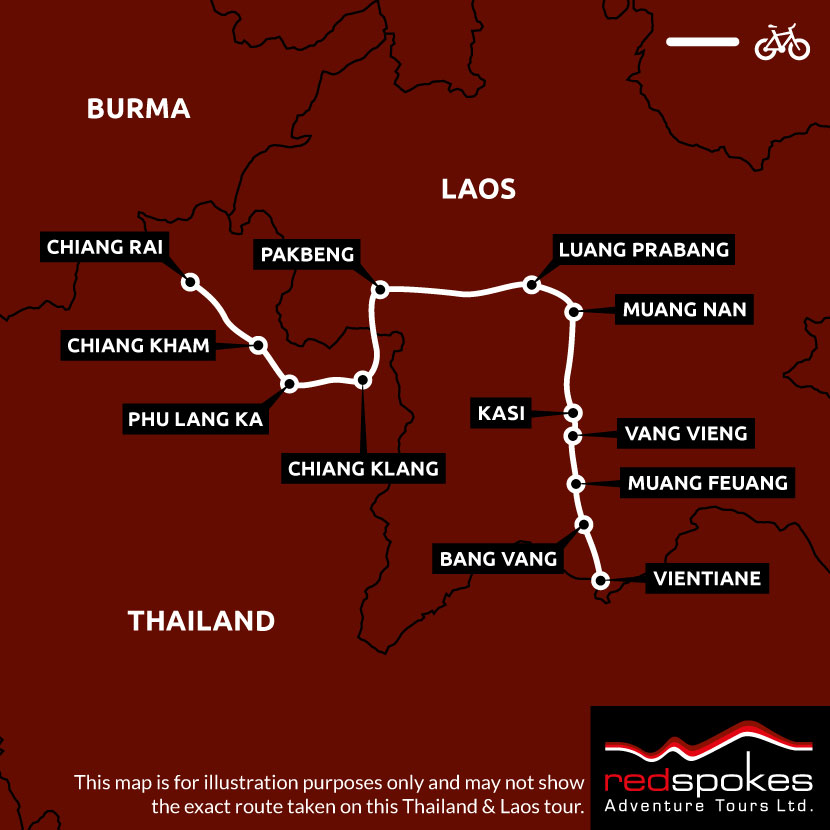 Example route for this  Multi-Destinations cycling holiday