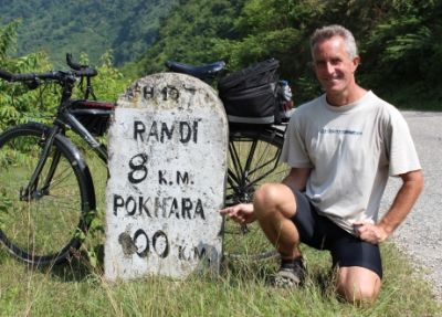 Ian James Cycling on the  tour with redspokes
