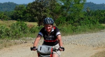 Kathryn Mayne Cycling on the  tour with redspokes
