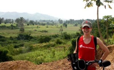 Andrea middleton Cycling on the  tour with redspokes