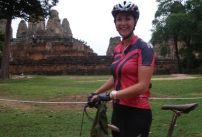 Claire Waddington Cycling on the  tour with redspokes