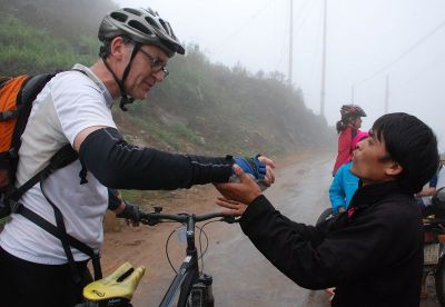 Patrick Cosgrove Cycling on the  tour with redspokes