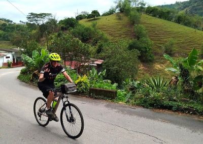Paul Massie Cycling on the  tour with redspokes