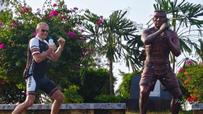 David Officer Cycling on the  tour with redspokes