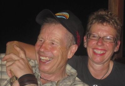 Karen Allworthy & Geoff Messenger Cycling on the  tour with redspokes