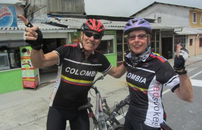 Karen / Geoff Cycling on the  tour with redspokes