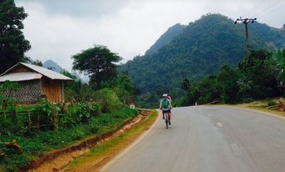 Karina Lehrner Cycling on the  tour with redspokes
