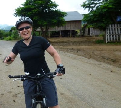 Cath Breckell Cycling on the  tour with redspokes