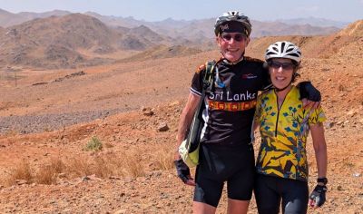 Cheryl Hyslop Cycling on the  tour with redspokes