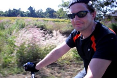 Rory Morrison Cycling on the  tour with redspokes