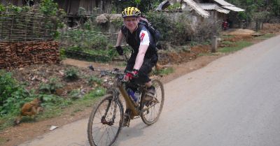 Paul Tierney Cycling on the  tour with redspokes