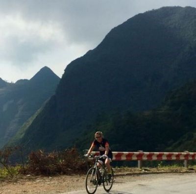 Susan Shyllon Cycling on the  tour with redspokes