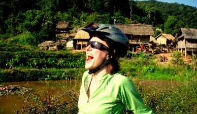 Ashley Makepeace Cycling on the  tour with redspokes