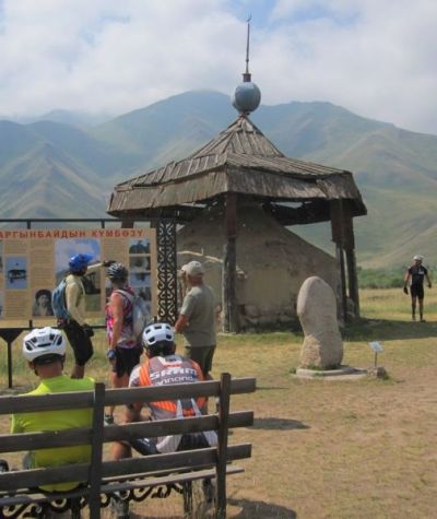 Cathy  Cycling on the  tour with redspokes