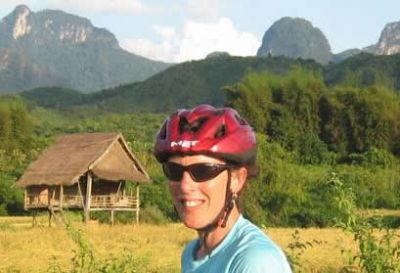 Debbie Denton Cycling on the  tour with redspokes