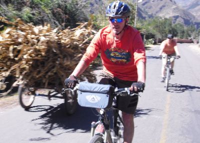Dave Corkill Cycling on the  tour with redspokes