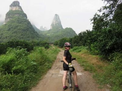 Sarah Meldrum Cycling on the  tour with redspokes