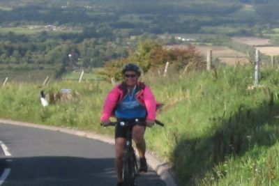 Heather Weaver Cycling on the  tour with redspokes
