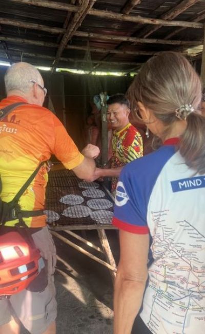 Helen Cycling on the  tour with redspokes