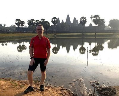 Duncan Squire Cycling on the  tour with redspokes