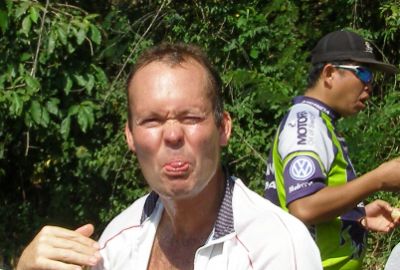 John Thompson Cycling on the  tour with redspokes