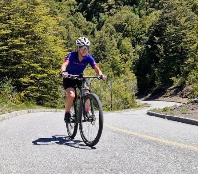 Julia Taberham Cycling on the  tour with redspokes