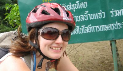 Laura Russell Cycling on the  tour with redspokes