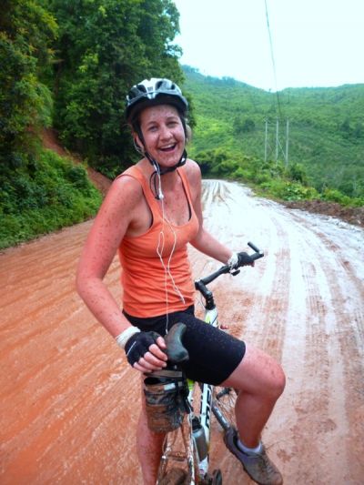Laura McDougall Cycling on the  tour with redspokes