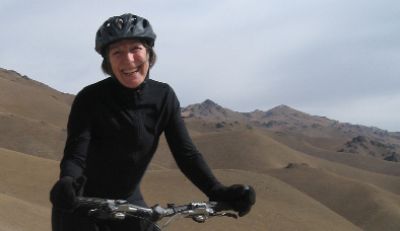 Rose Mary Owen Cycling on the  tour with redspokes