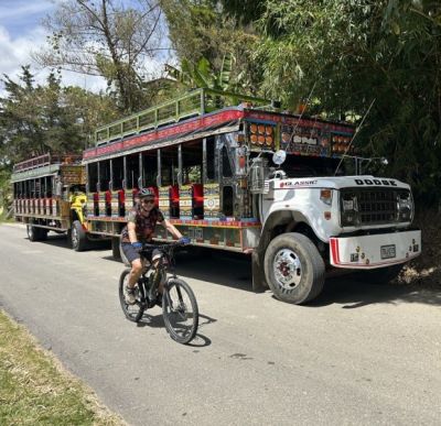 Anne and Richard Pears Cycling on the  tour with redspokes